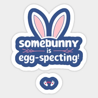 Womens Easter Pregnancy Announcement Shirt Somebunny is Eggspecting Sticker